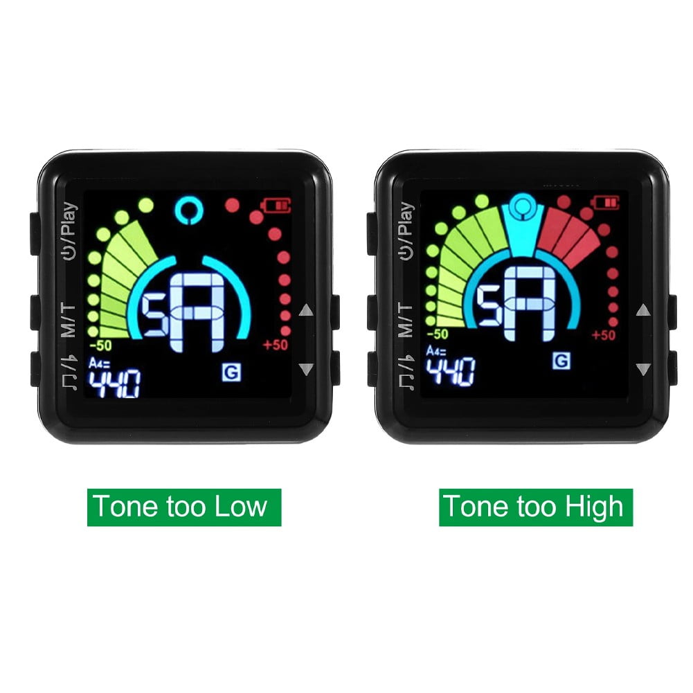 Clip On Guitar Tuner LED Color Display Guitar Metronome Tuner Rechargeable for Violin Bass Guitar Ukulele Banjo(MT90R)並行輸入 : Guitar Tuner Rechargeable, Clip On Tuner with LCD