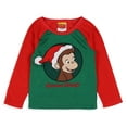 thumbnail image 3 of Curious George Christmas Fun Toddler Boy's Raglan Fleece 2-Piece Long Sleeve and Long PJ Pant Pajama Set, 3 of 7