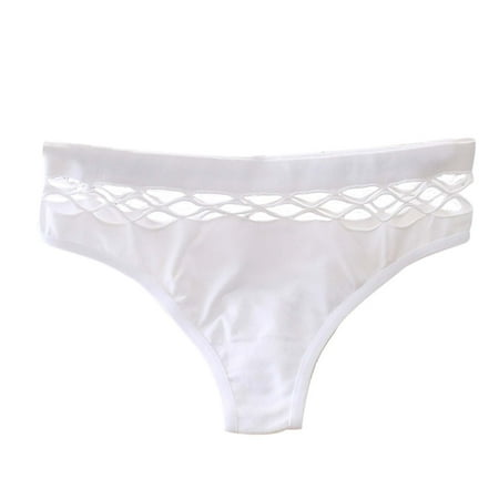 Audhol Thongs for Women Womens High Waisted Bikini Underwear Smooth Hipster Underwear Breathable Ladies Seamless Thongs for Women White One Size