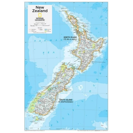 2014 New Zealand - National Geographic Atlas of the World, 10th Edition Oceania Map Print Wall Art By National Geographic