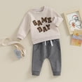 thumbnail image 2 of Okbabeha Toddler Baby Girl Boy Football Outfits Clothes 0 3 6 9 12 18 24Months 2t 3t Sweatshirt SweaterTop+Pants Set Fall, 2 of 7