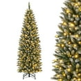 thumbnail image 2 of Costway 6 FT Pre-Lit Christmas Tree Hinged Slim Pencil Xmas with 250 LED Lights & 618 Tips, 2 of 10