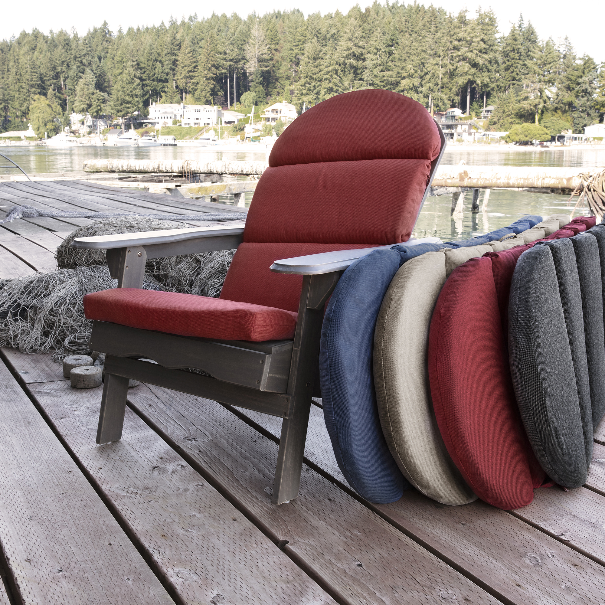 ARDEN Oceantex Outdoor Rocking Chair or Adirondack Cushion, 21.5 x 19, Water Repellent, Fade Resistant 19 x 21.5, Nautical Red