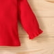 thumbnail image 5 of Traje De San Valentín Para Niñas Pequeñas, Blusas De Manga Larga Con Cuello Redondo, Tirantes Con Estampado De Lazo, Pantalones, Diadema, Conjunto De Tres Piezas Odeerbi LM103-8233, 5 of 8