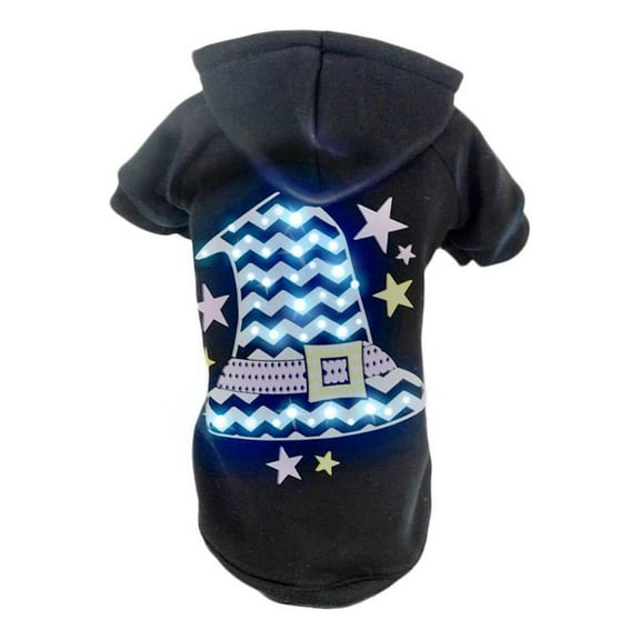 Pet Life ® LED Lighting 'Magical Hat' Hooded Dog Costume Sweater w/ Included Batteries