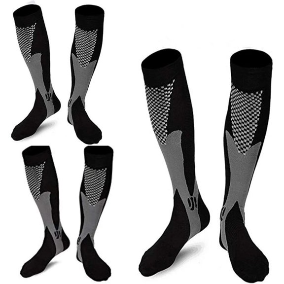 YQ-BUY 3Pairs Men & Women Knee High Sports Compression Socks 20-30mmHg Circulation for Running Cycling