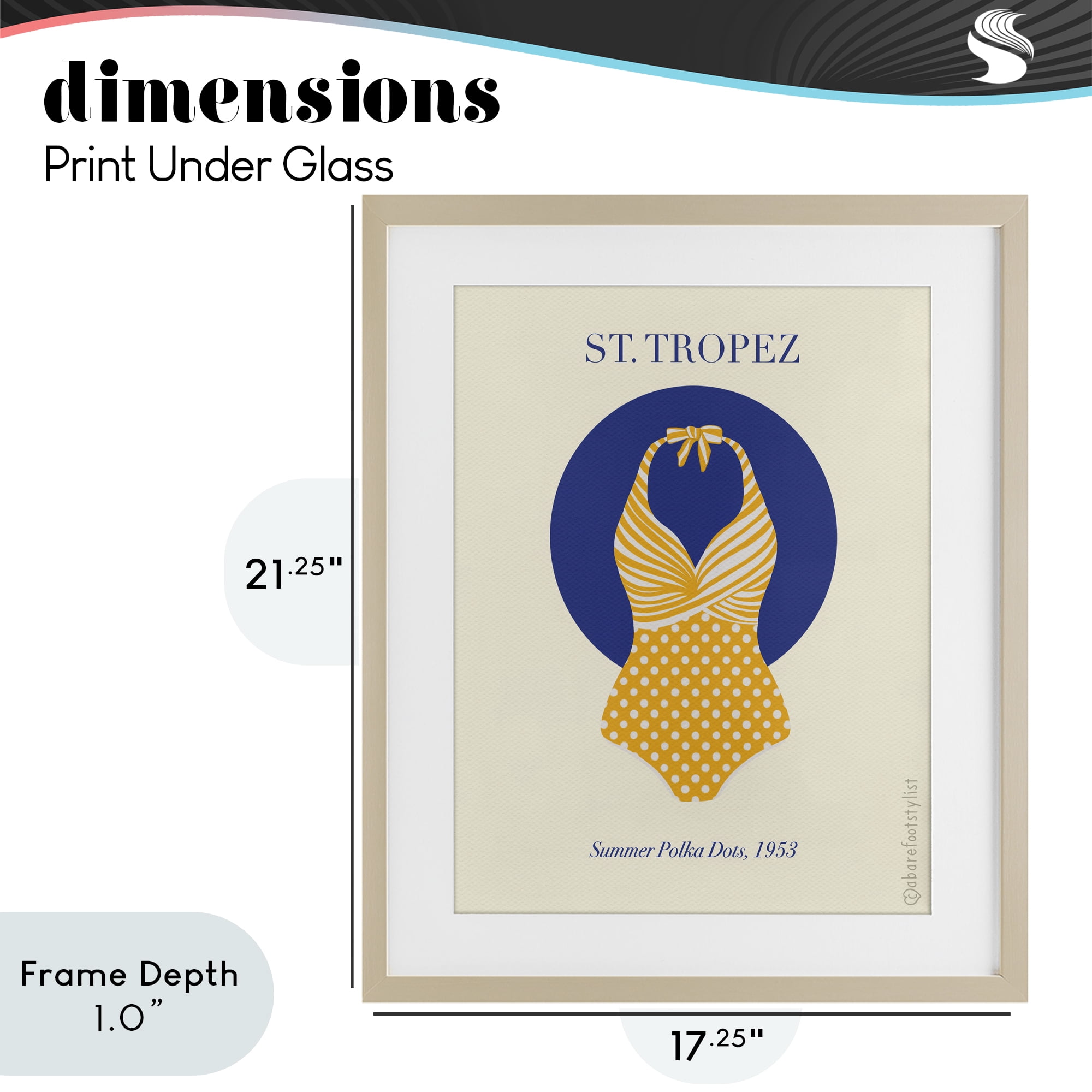 Stupell Industries St. Tropez Dotted Swimsuit Birch Framed Print Under Glass, design by A Barefoot Stylist