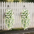 thumbnail image 4 of Artificial Hanging Flowers Fake Plants Outdoor,1 Bundle Silk Morning Glory Faux Flowers with Eucalyptus Leaf,UV Resistant Realistic Hanging Petunias Plants for Home Garden Decor, 4 of 5