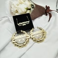 thumbnail image 4 of Custom Name Necklace and Bamboo Hoop Earring Set Stainless Steel Personalized Earring Necklace Set Name Jewelry Set for Mother, 4 of 4