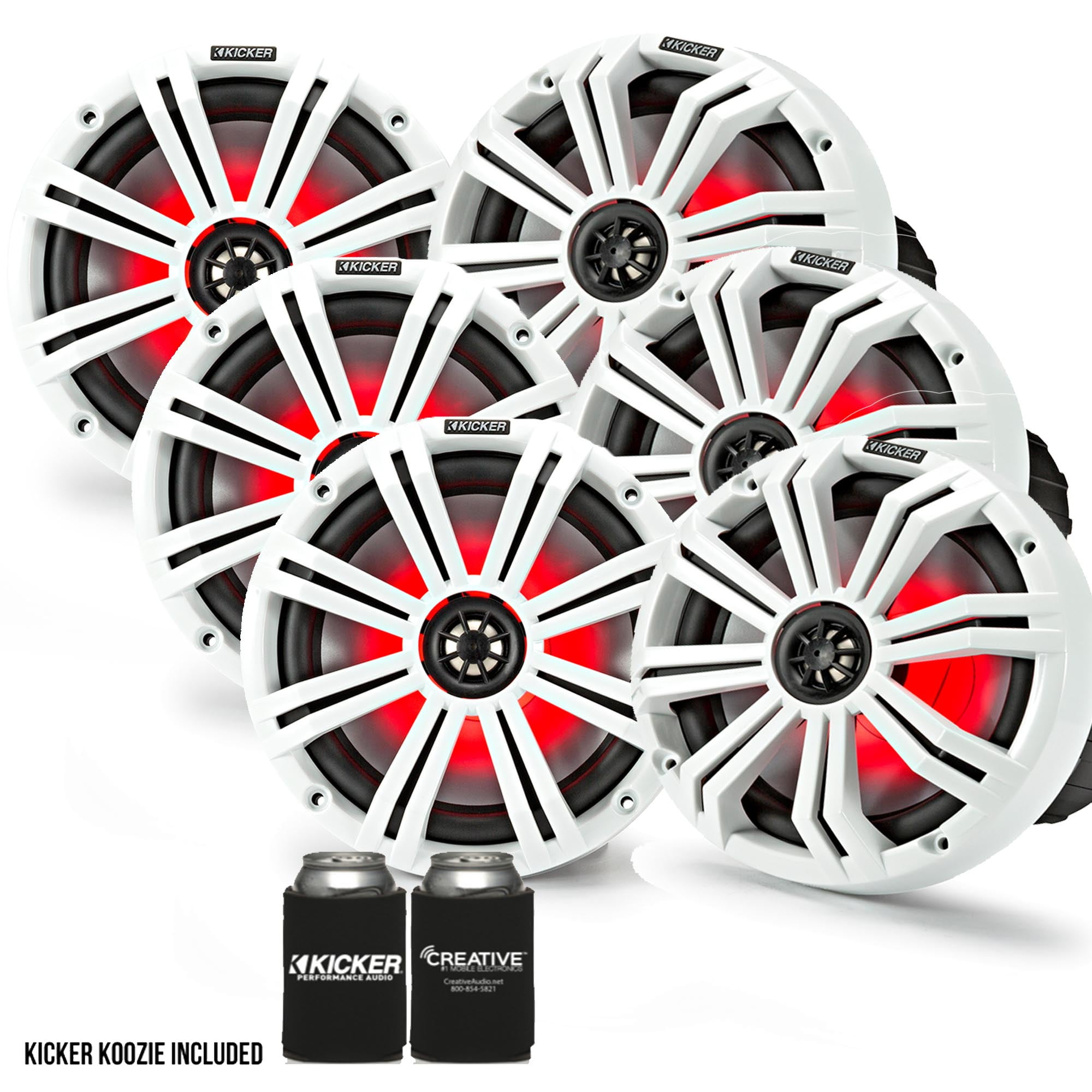 Kicker 8" White Marine LED Speakers 3Pairs of OEM replacement