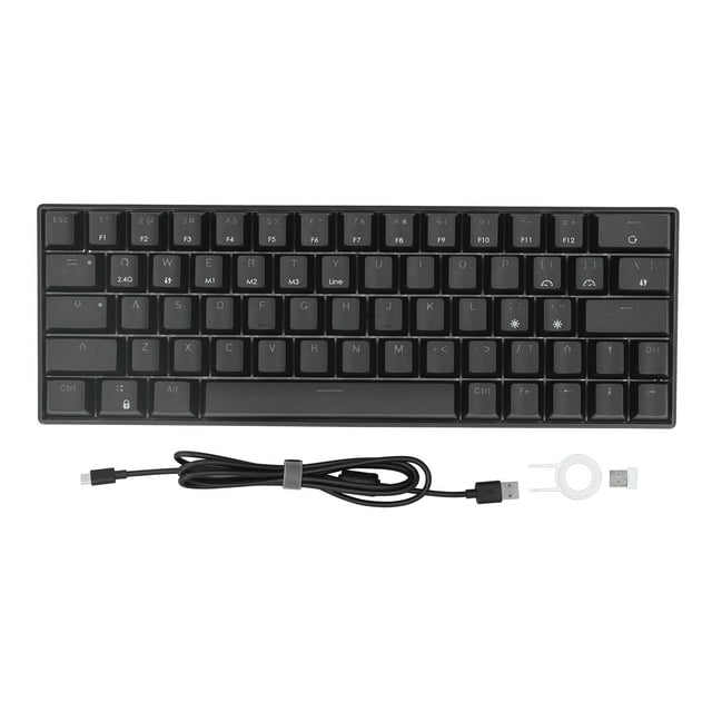 Teclado mecánico 64 teclas inalámbrico 2,4G BT3.0 5,0 tipo C conexión por cable diseño ergonómico teclado mecánico negro interruptor rojo