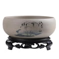 thumbnail image 2 of PLPPYFS Plants Flower Bowl, Water Lily Pot, Chinese Style Ceramic Lotus Planter, Round Ceramic Hydroponic with Plastic Base, Classic Pottery Container for Indoor Plant Storage Decorative Home Office, 2 of 2