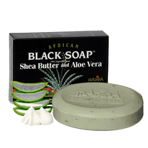 Madina African Black Soap Shea Butter and Aloe Vera, 3.5 oz(Pack of 6)