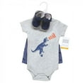thumbnail image 2 of Hudson Baby Infant Boy Cotton Bodysuit, Shorts and Shoe Set, Dino Roar, 6-9 Months, 2 of 5
