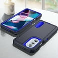 thumbnail image 5 of SaniMore for Motorola Edge 30 Pro 6.7" 2022 Hybird Case, Rugged PC Back Shockproof TPU Shell Metal Hidden Kickstand Drop Resistant Anti-slip Heavy Duty Protective Cover, Darkblue+Royalblue, 5 of 8