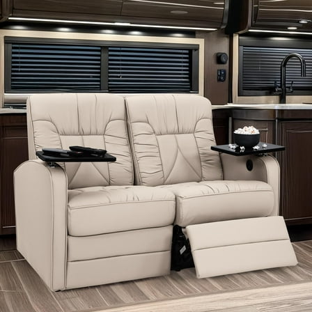 Qualitex De Leon RV Loveseat, Ultimate Leather, Manual Recline, Bisque