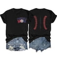 thumbnail image 1 of Camisetas de Manga Corta para las Mujeres Carta Impresa Doble Cara Suelta Tee, Casual Vintage Verano Top Mujeres, 1 of 3