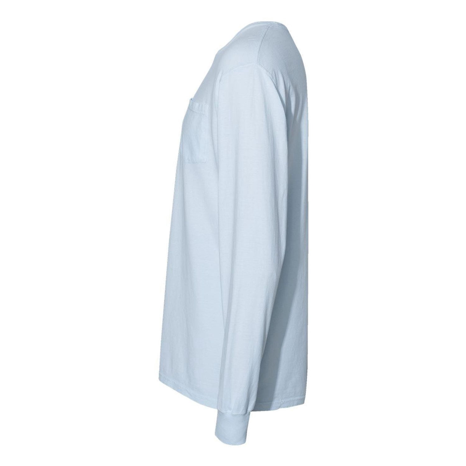Hanes Unisex Garment Dyed Long Sleeve Pocket T-Shirt Soothing Blue 3XL