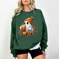 thumbnail image 2 of Lcziwo Womens Spooky Sweatshirt Crew Neck Ghost Graphic Cute Sweater Happy Halloween Spooky Season Tops Long Sleeve Casual Fashion 2025 Pullover Green,L, 2 of 4