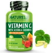 NATURELO Vitamin C with Organic Acerola Cherry Extract and Citrus, 90 Capsules