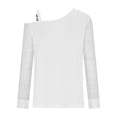 thumbnail image 5 of AXXD Womens Sexy Tops White Basic Summer 2024 Trendy Casual One Shoulder Drop Shoulder Pullover Long Sleeve Top, 5 of 6
