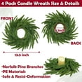 thumbnail image 2 of Guvpev 13.5 Inch Norfolk Pine Wreath Candle Rings, 4 Pcs Realistic Soft and Full Mini Christmas Wreath Table Centerpieces Candle Wreaths for Pillar Candles Cedar Small Wreaths for Cabinets, 2 of 6