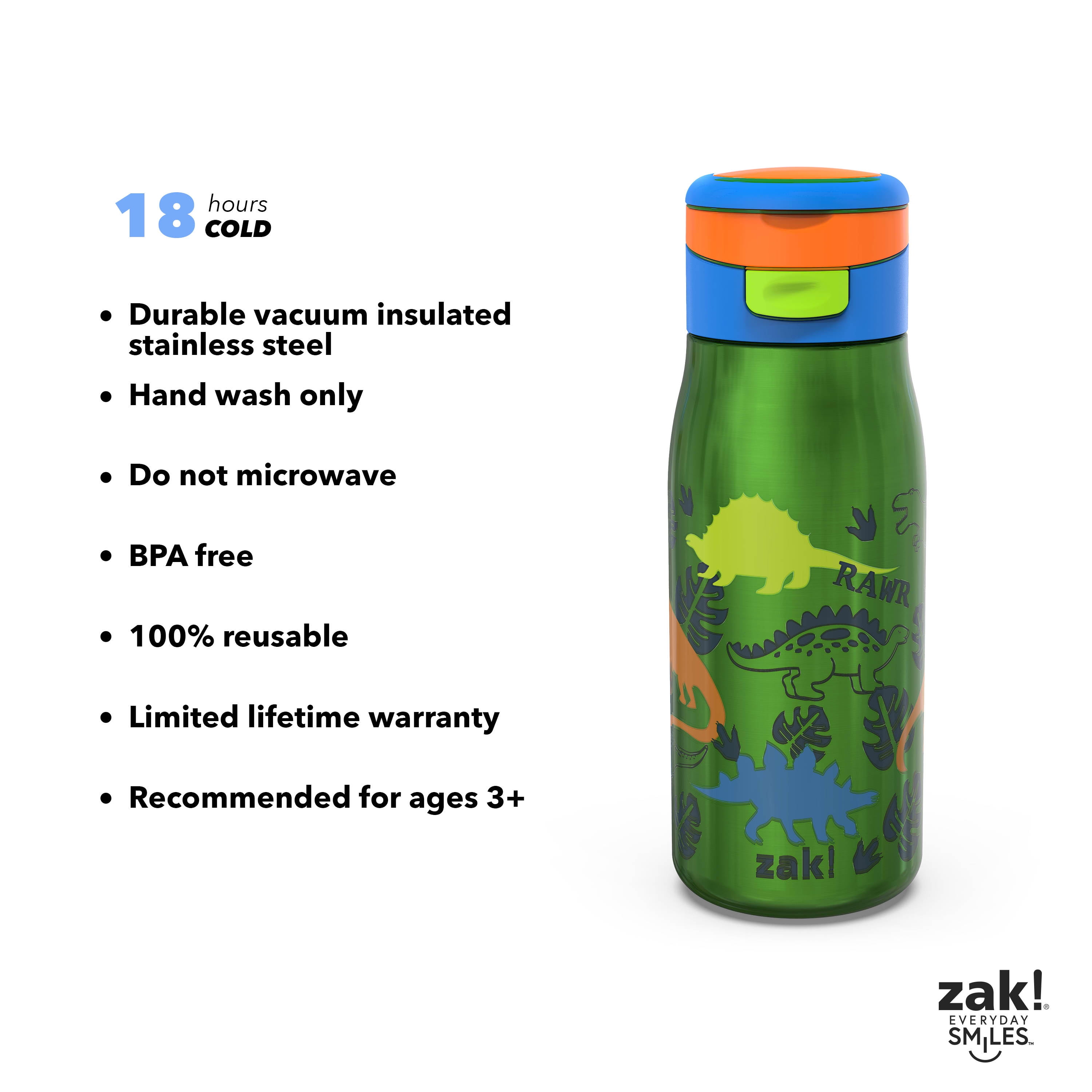 Jurassic World 3 19oz Stainless Steel Double Wall Water Bottle - Zak Designs