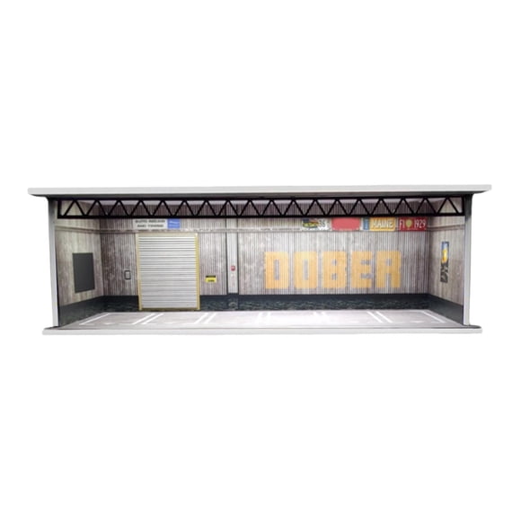 Vitrina de coche modelo 1/64, decoración de modelo de escenario en miniatura con luz y foto Estilo H