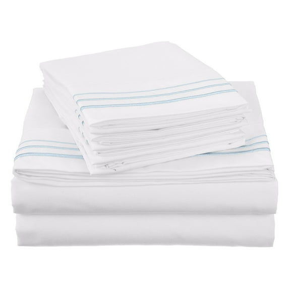 3000 Thread Count Embroidered Microfiber Deep Pocket Sheets & Pillowcases Set by Impressions, Queen