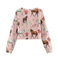 thumbnail image 5 of COEQINE Girls Crop Top for School Style, Long Sleeve Fall Winter Sweatshirt, Cute Party Casual Pullover with Loose Fit for Kids Age 5-6, Horse Floral Pink, 5 of 7