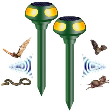 G · PEH Solar Animal Repeller, 2 Pack Outdoor with Vibration Nocturnal Flash Light Predator Deter for Yard Farm