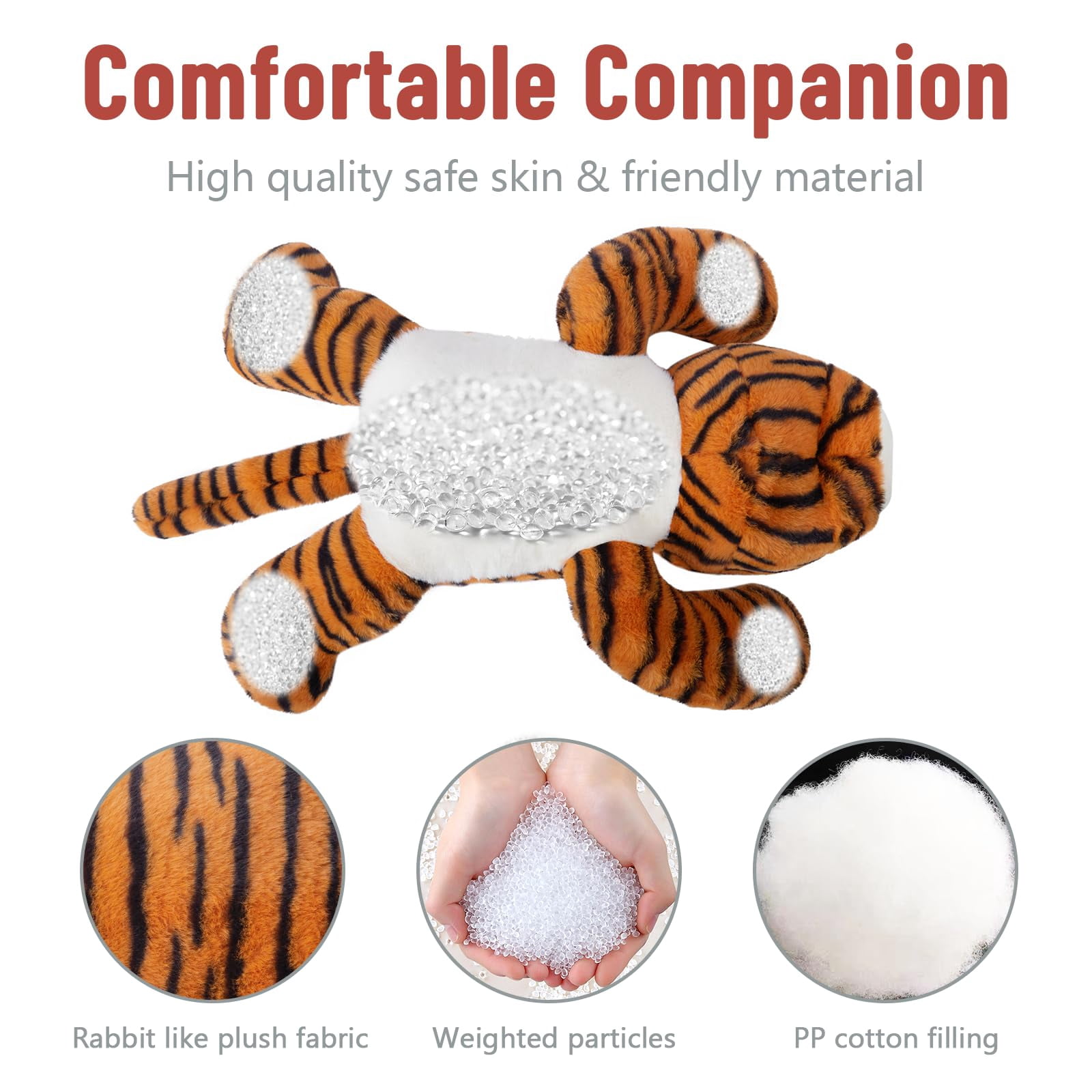 Niuniu Daddy Weighted Tiger Stuffed Animals 20"Large Plush Toy,3.3lb Giant Weighted Tiger Plushie Body Pillow with Soft Faux Fur, Birthday Gift for Baby, Kids & Adults
