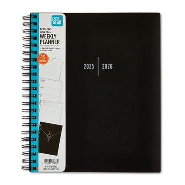 Pen+Gear Monthly Weekly Large (9" x 11") Black 15 Month April 2025-June 2026 Poly Cover Spiral Bound Planner