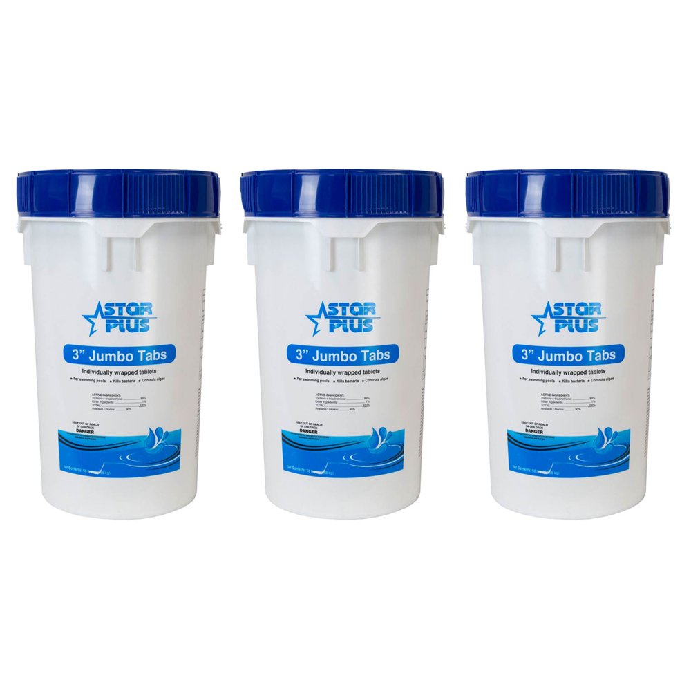 Wrapped Trichlor Jumbo 3 Inch Pool Cleaner Chlorine Tablets, 50 Pounds
