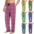 thumbnail image 5 of Fmbrln Plaid Pajamas Pants for Men Drawstring Elastic Waist Wide Leg Pajamas Pants with Pockets Fall Winter Soft Lightweight Comfy Sleepwear Pants Lounge Pants, 5 of 5