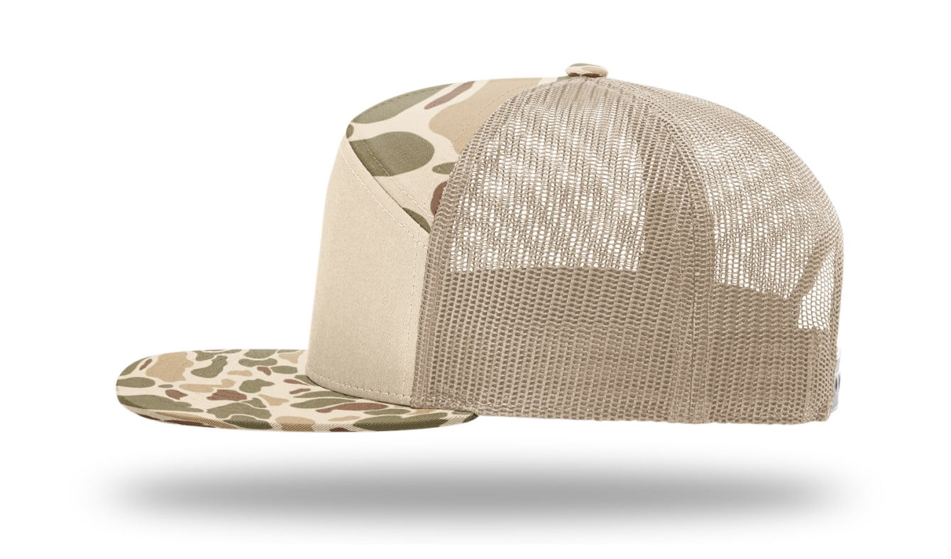 Heritage Pride Men's Camo Trucker Hat - Elk Antler Hunting Camouflage Snapback Cap, Harvest Duck Camo/Sandstone