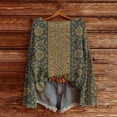 thumbnail image 2 of WTXUE Fair Isle Sweater for Women Art Print Vintage Fair Isle Retro Sweater Lightweight Blouses Boho Tops Knit Retro Fall Casual Loose Crewneck Long Sleeve Oversized Pullover Tops Blackish Green M, 2 of 4
