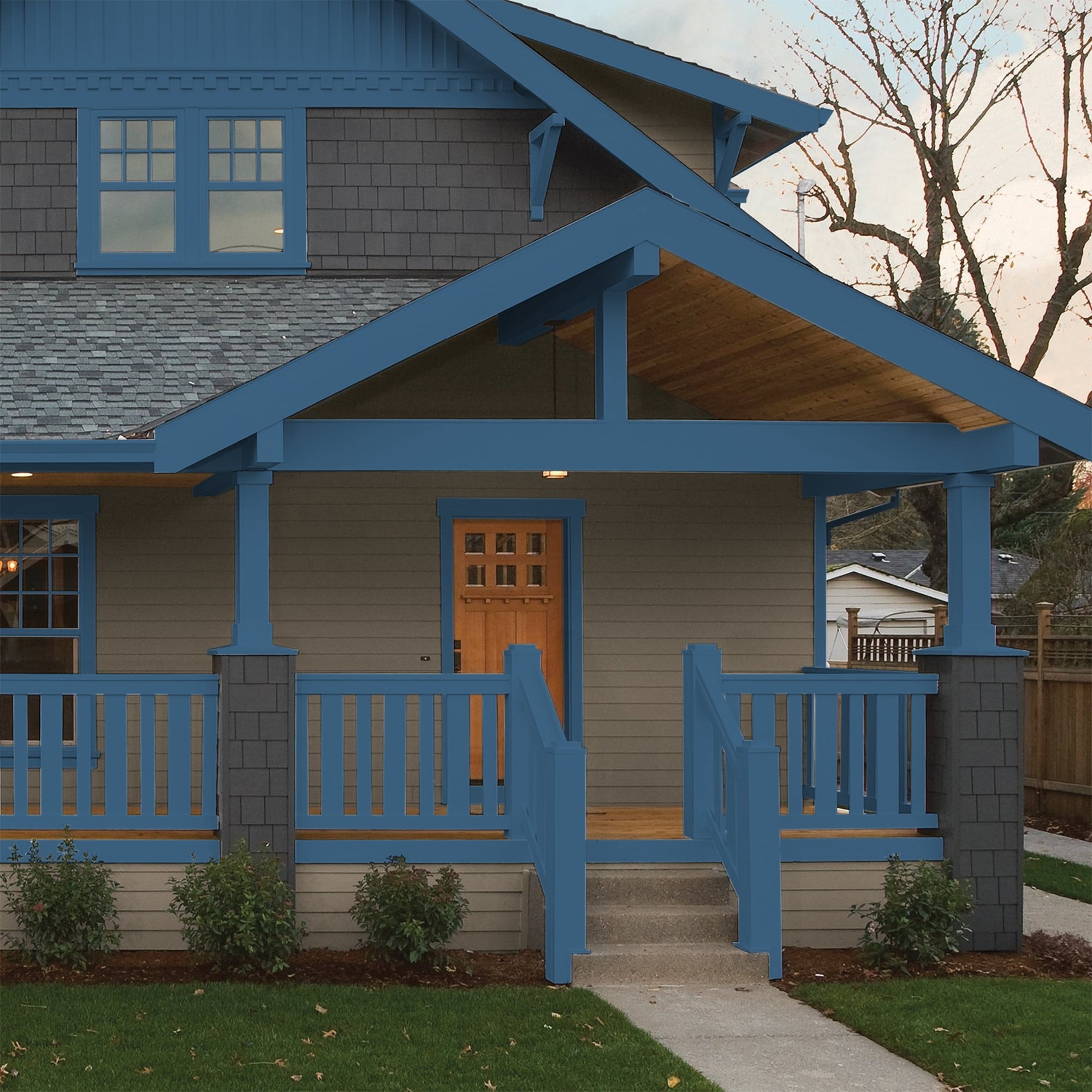 Glidden One Coat Chinese Porcelain / Blue Semi-Gloss Exterior Paint with Primer, 1 Gallon