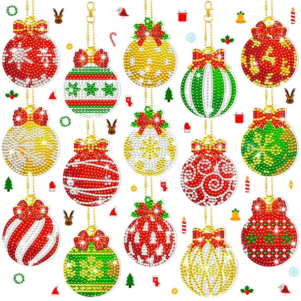 Art Craft Kit BBTO 15 piezas de adornos navideños con diamantes para pintar