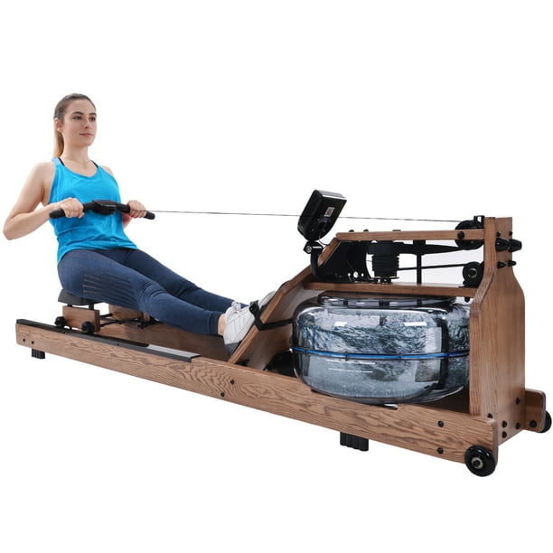 Water Rowing Machine For Home Use Water Resistance Rower In Ash Wood Home Gym Indoor Fitness Rower Water Pump Included Walmart Com