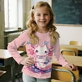 thumbnail image 4 of Garronmavis Pink Axolotl Girls Long Sleeve T-Shirts 3-4 Lightweight Flowers Kids Crewneck T-Shirts Fall Tops Comfortable Kids Basic Soft Long Sleeve Tees Top for Outdoor Activities, 4 of 7