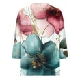 thumbnail image 4 of Qulqfy Tunic Tops for Women 3/4 Sleeve Plus Size Spring Shirts Pink Fall Floral Dressy Casual Tops Pink Blouses for Women L, 4 of 5