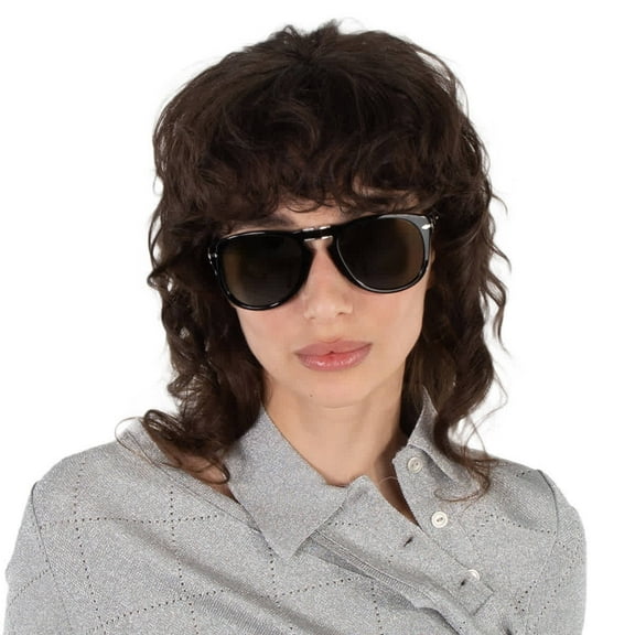 PO 714 95/58 54mm Shiny Black/Green Polarized Folding Sunglasses