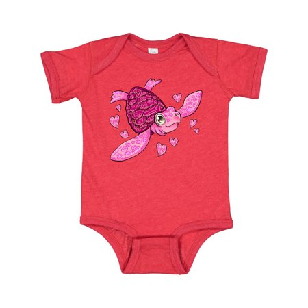 

Inktastic Valentine s Day Cute Pink Sea Turtle with Hearts Gift Baby Boy or Baby Girl Bodysuit