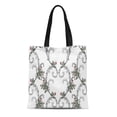 thumbnail image 1 of NUDECOR Canvas Tote Bag Vintage Pattern in Baroque Small Flowers and Swirls Durable Reusable Shopping Shoulder Grocery Bag, 1 of 1