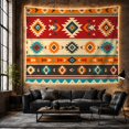 thumbnail image 4 of Aztec Geometric Pattern in Horizontal Bands, Warm Boho Folk Art for Southwest Decor Lovers, Ethnic Wall Art Decor, Housewarming Gift Tapestry Wall Hanging for Living Room and Bedroom, 4 of 5