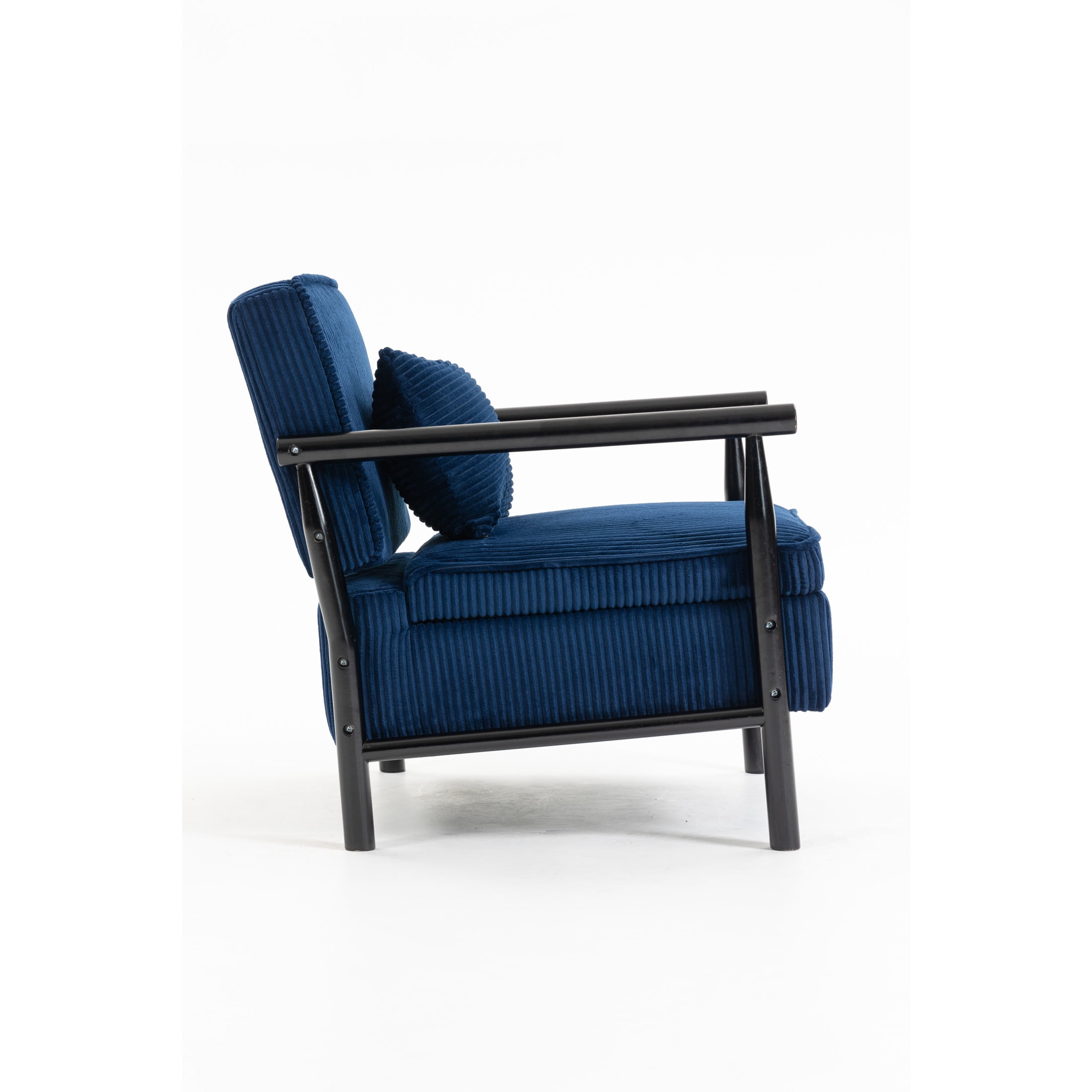 GDF Studio Almere Mid-Century Modern Accent Chair with Under-Seat Storage, Corduroy Reading Armchair, Blue
