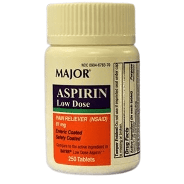Major Low Dose Aspirin Enteric Coated Pain Reliever, 81mg, 250 Count