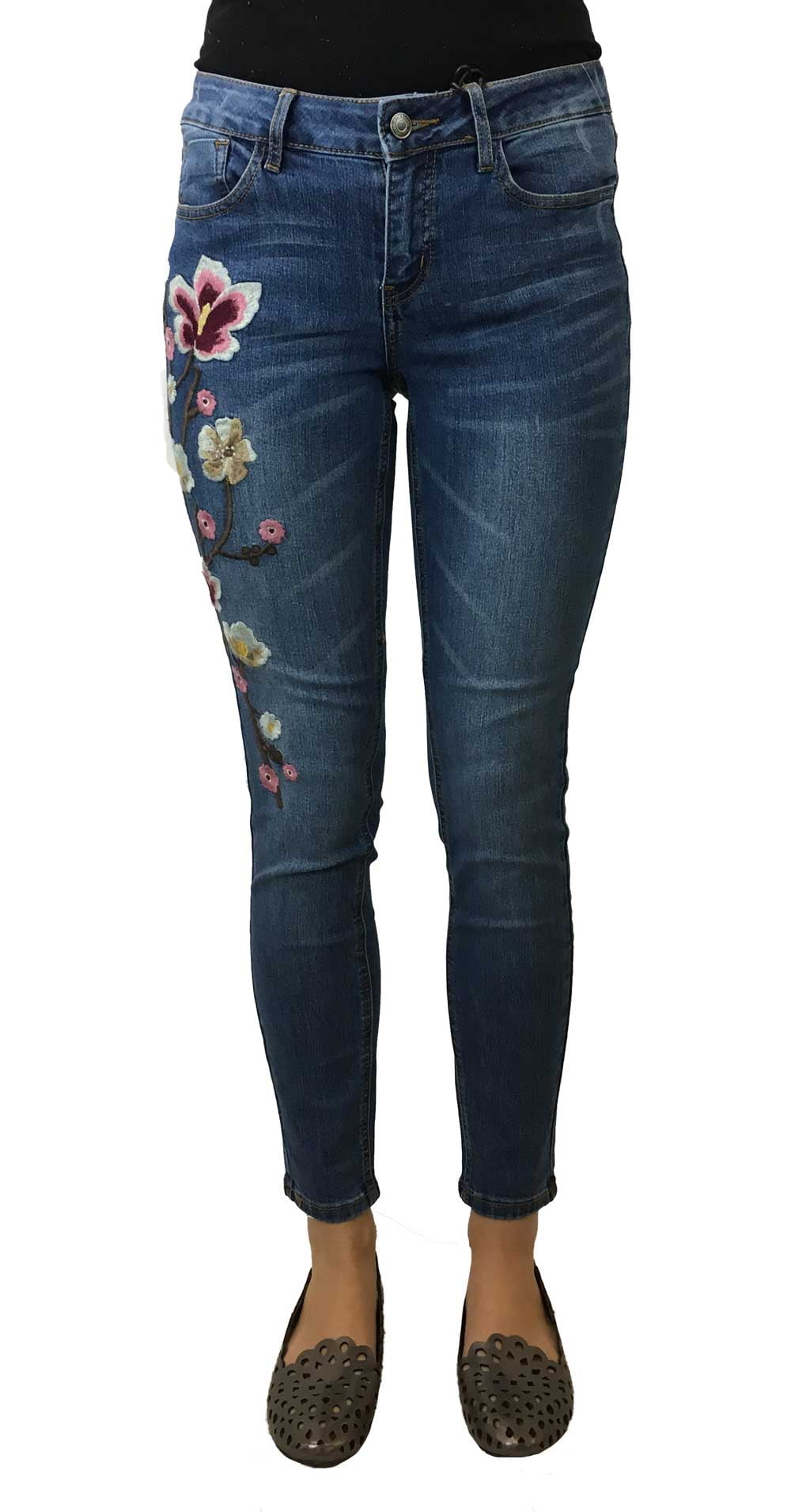 women's floral embroidered jeans