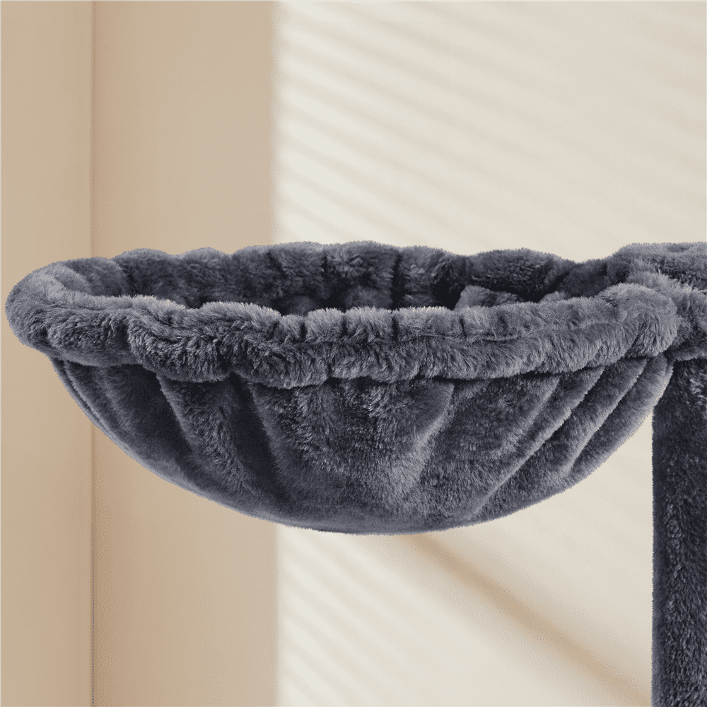 Alden Design 54" Cat Tree with Hammock, Basket and Scratching Post Tower, Dark Gray